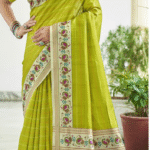 Kasuri Silk - Lime Green